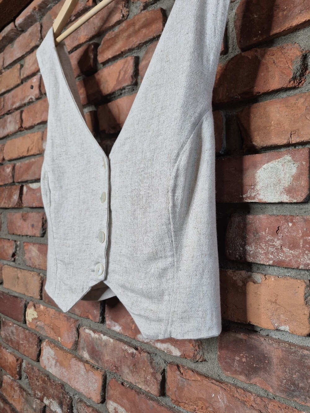 Abercrombie & Fitch Linen Blend Waistcoat Vest XL Oatmeal - Picture 4 of 8
